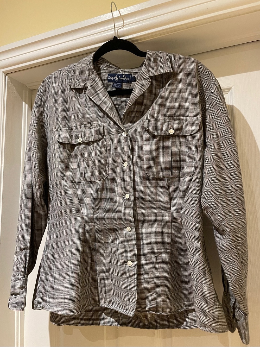 Vintage Ralph Lauren Prince Of Wales Plaid Utility Shirt Heritage 12